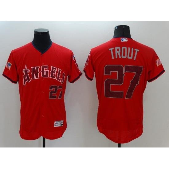 Men Los Angeles Angels 27 Trout Red Elite 2021 MLB Jersey