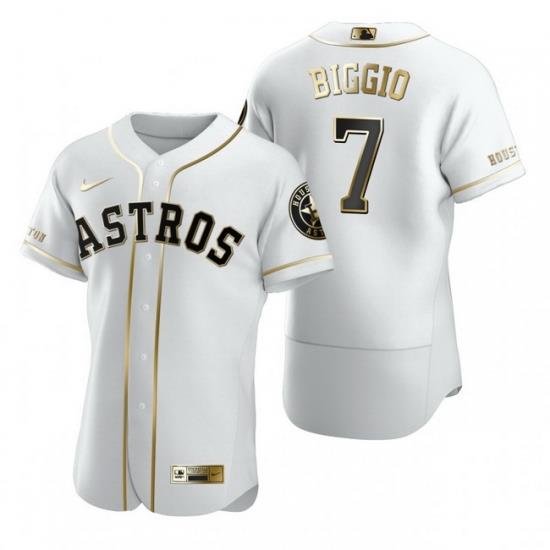 Houston Astros 7 Craig Biggio White Nike Mens Authentic Golden Edition MLB Jersey