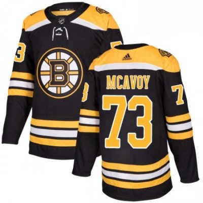 Mens Adidas Boston Bruins 73 Charlie McAvoy Premier Black Home NHL Jersey