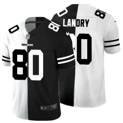 Cleveland Browns 80 Jarvis Landry Men Black V White Peace Split Nike Vapor Untouchable Limited NFL Jersey