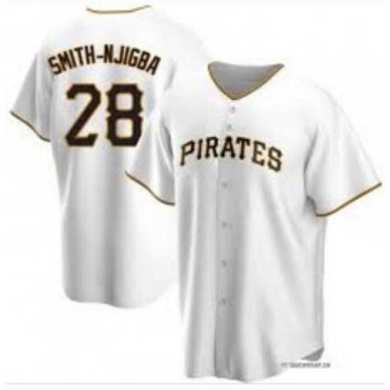 Men Nike Pittsburgh Pirates 28 Canaan Elijah Smith-Njigba White Cool Base Stitched MLB Jerseys