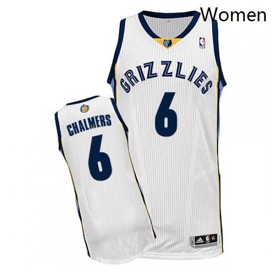 Womens Adidas Memphis Grizzlies 6 Mario Chalmers Authentic White Home NBA Jersey