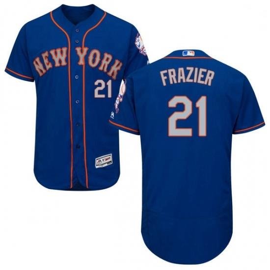 Mens Majestic New York Mets 21 Todd Frazier RoyalGray Alternate Flex Base Authentic Collection MLB Jersey