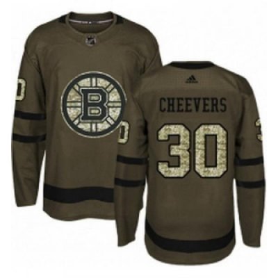 Youth Adidas Boston Bruins 30 Gerry Cheevers Premier Green Salute to Service NHL Jersey