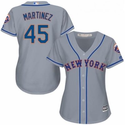 Womens Majestic New York Mets 45 Pedro Martinez Authentic Grey Road Cool Base MLB Jersey