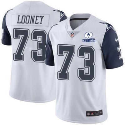 Nike Cowboys 73 Joe Looney White Men Stitched With Established In 1960 Patch NFL Limited Rush Jersey