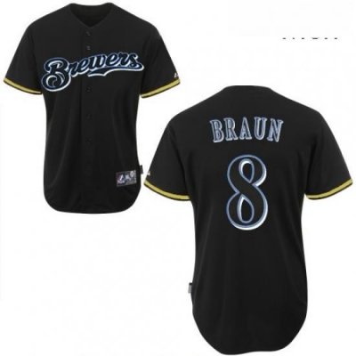 Mens Majestic Milwaukee Brewers 8 Ryan Braun Authentic Black Fashion MLB Jersey