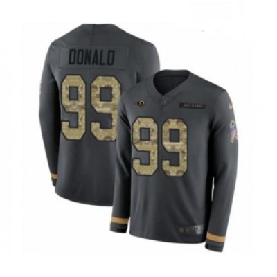 Youth Nike Los Angeles Rams 99 Aaron Donald Limited Black Salute to Service Therma Long Sleeve NFL Jersey