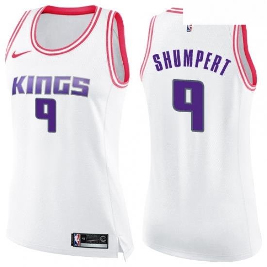 Womens Nike Sacramento Kings 9 Iman Shumpert Swingman WhitePink Fashion NBA Jersey