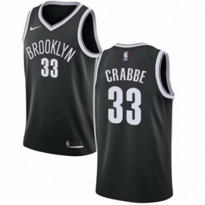 Mens Nike Brooklyn Nets 33 Allen Crabbe Swingman Black Road NBA Jersey Icon Edition