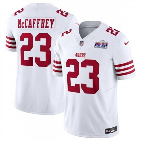 Youth San Francisco 49ers 23 Christian McCaffrey White 2023 F U S E  Vapor Untouchable Limited Stitched Football 2024 Super Bowl LVIII Jersey