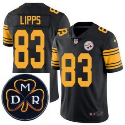 Men's Nike Pittsburgh Steelers #83 Louis Lipps Elite Black Rush NFL MDR Dan Rooney Patch Jersey