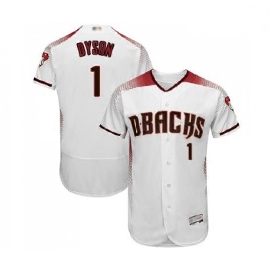 Mens Arizona Diamondbacks 1 Jarrod Dyson White Home Authentic Collection Flex Base Baseball Jersey