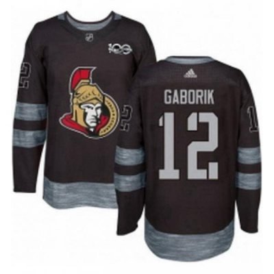 Mens Adidas Ottawa Senators 12 Marian Gaborik Authentic Black 1917 2017 100th Anniversary NHL Jersey