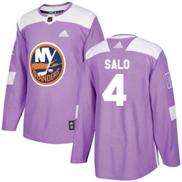 Youth Adidas New York Islanders 4 Robin Salo Authentic Purple Fights Cancer Practice NHL Jersey