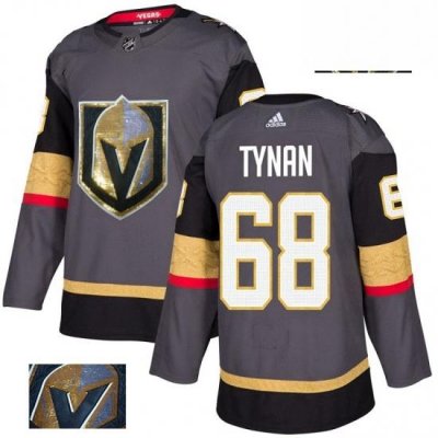 Mens Adidas Vegas Golden Knights 68 TJ Tynan Authentic Gray Fashion Gold NHL Jersey