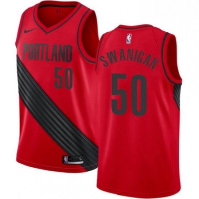 Mens Nike Portland Trail Blazers 50 Caleb Swanigan Authentic Red Alternate NBA Jersey Statement Edition