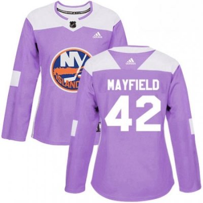 Womens Adidas New York Islanders 42 Scott Mayfield Authentic Purple Fights Cancer Practice NHL Jersey