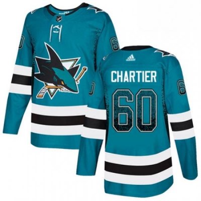 Mens Adidas San Jose Sharks 60 Rourke Chartier Authentic Teal Drift Fashion NHL Jersey