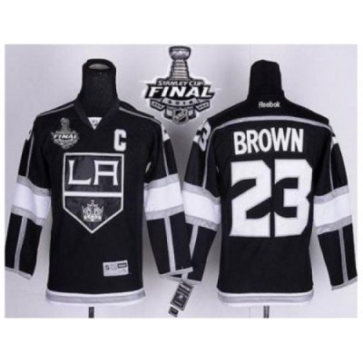 Kids Los Angeles Kings #23 Dustin Brown Black Home 2014 Stanley Cup Finals Stitched NHL Jerseys