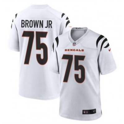 Men Cincinnati Bengals 75 Orlando Brown Jr White Stitched Game Jersey