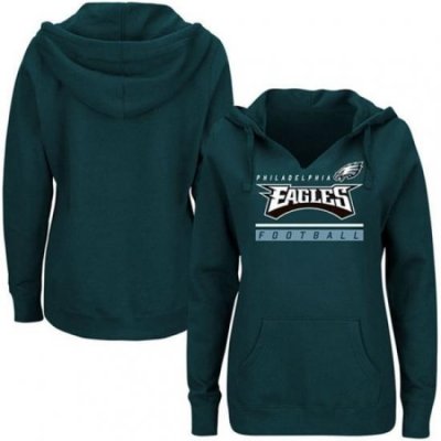 NFL Philadelphia Eagles Majestic Womens Self Determination Pullover Hoodie Midnight Green