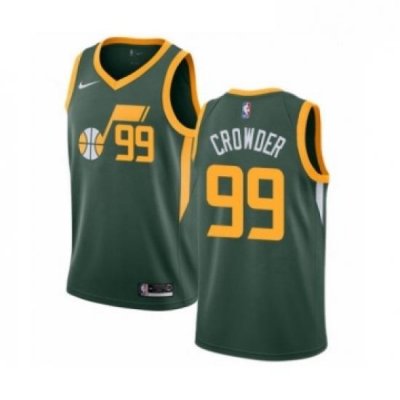 Mens Nike Utah Jazz 99 Jae Crowder Green Swingman Jersey Earned Edition