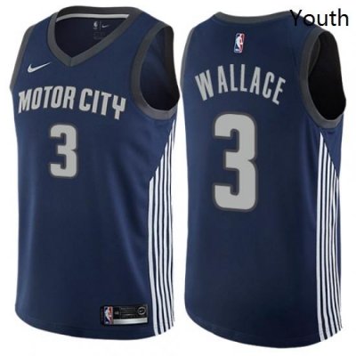 Youth Nike Detroit Pistons 3 Ben Wallace Swingman Navy Blue NBA Jersey City Edition