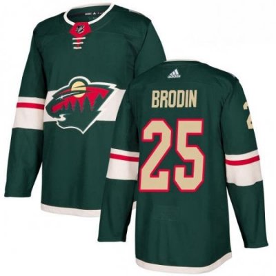 Mens Adidas Minnesota Wild 25 Jonas Brodin Premier Green Home NHL Jersey