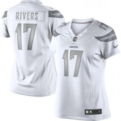 Womens Nike Los Angeles Chargers 17 Philip Rivers Limited White Platinum NFL Jersey