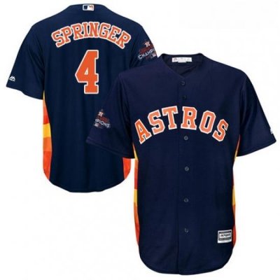 Youth Majestic Houston Astros 4 George Springer Authentic Navy Blue Alternate 2017 World Series Champions Cool Base MLB Jersey