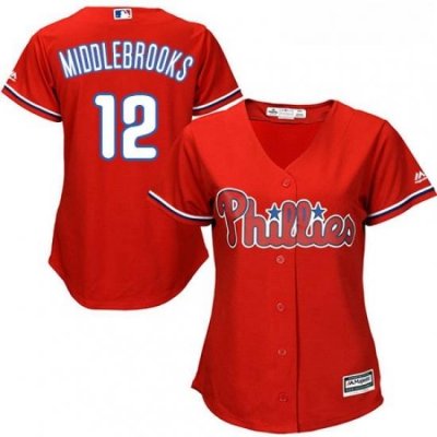 Womens Majestic Philadelphia Phillies 12 Will Middlebrooks Authentic Red Alternate Cool Base MLB Jersey