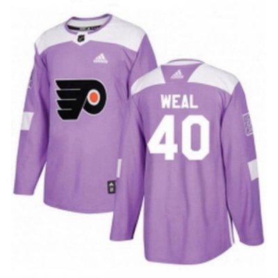 Mens Adidas Philadelphia Flyers 40 Jordan Weal Authentic Purple Fights Cancer Practice NHL Jersey