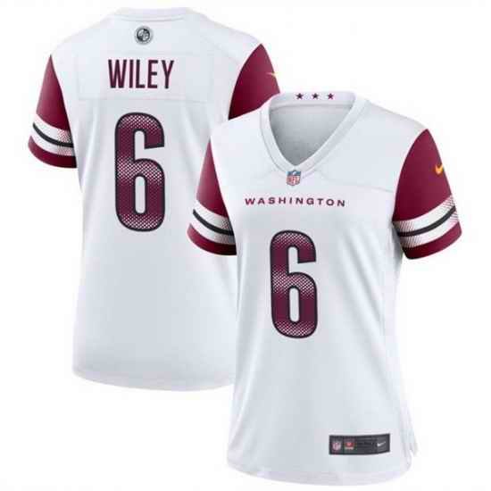 Women Washington Commanders 6 Michael Wiley White Stitched Jersey