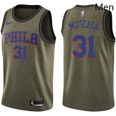 Mens Nike Philadelphia 76ers 31 Mike Muscala Swingman Green Salute to Service NBA Jersey