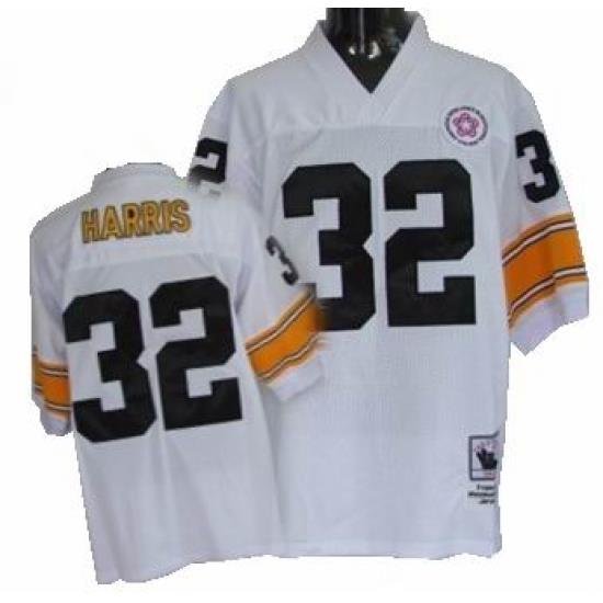 Pittsburgh Steelers 32 Franco Harris White mitchellandness throwback