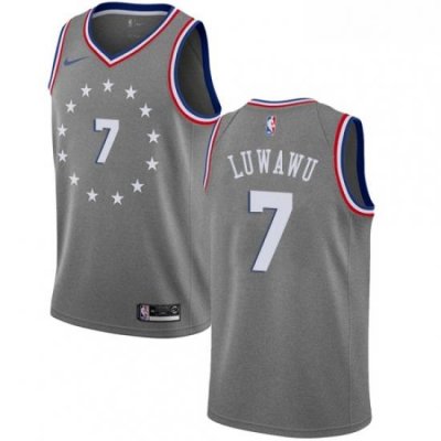 Mens Nike Philadelphia 76ers 7 Timothe Luwawu Swingman Gray NBA Jersey City Edition