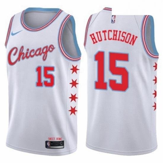 Youth Nike Chicago Bulls 15 Chandler Hutchison Swingman White NBA Jersey City Edition