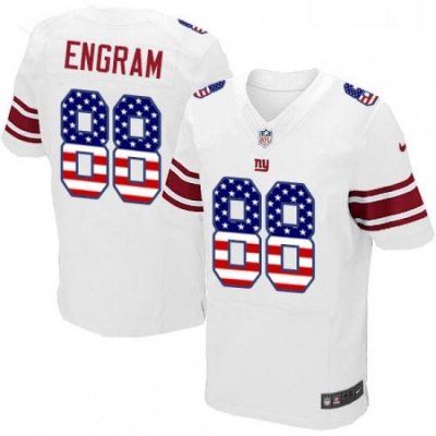 Mens Nike New York Giants 88 Evan Engram Elite White Road USA Flag Fashion NFL Jersey