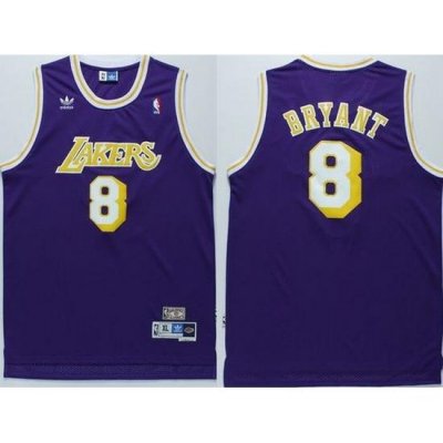 Men Adidas Lakers 8 Kobe Bryant Purple Throwback NBA Jersey