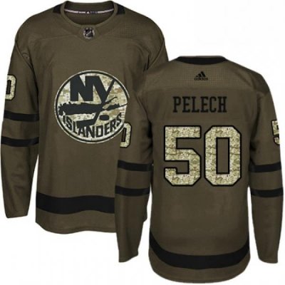 Mens Adidas New York Islanders 50 Adam Pelech Premier Green Salute to Service NHL Jersey