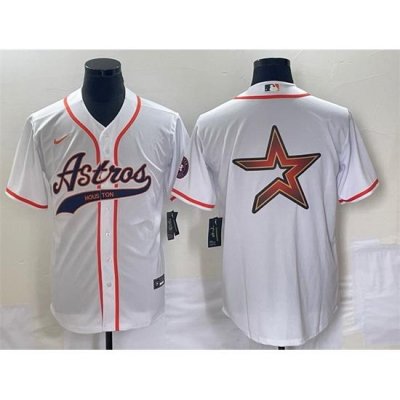 Men Houston Astros White Team Big Logo Cool Base Stitched Baseball Jersey