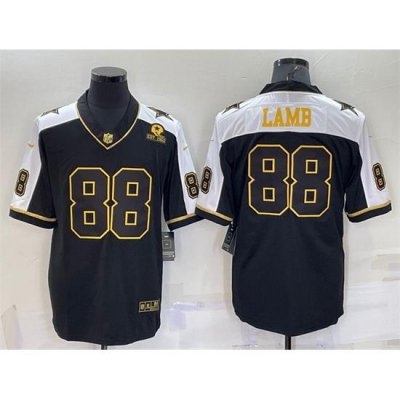 Men Dallas Cowboys 88 CeeDee Lamb Black Gold Thanksgiving With Patch Stitched Jersey