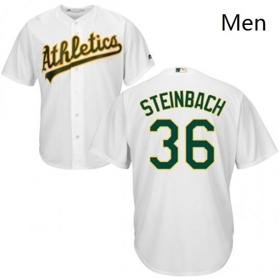 Mens Majestic Oakland Athletics 36 Terry Steinbach Replica White Home Cool Base MLB Jersey