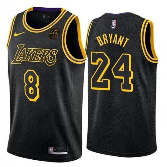 Men's Los Angeles Lakers Front #8 Back #24 Kobe Bryant Black Stitched NBA Jersey