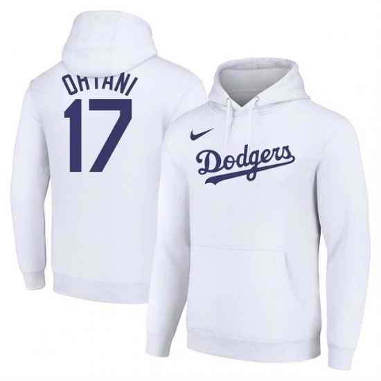 Los Angeles Dodgers 17 Shohei Ohtani White Name  26 Number Pullover Hoodie