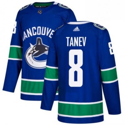 Mens Adidas Vancouver Canucks 8 Christopher Tanev Premier Blue Home NHL Jersey