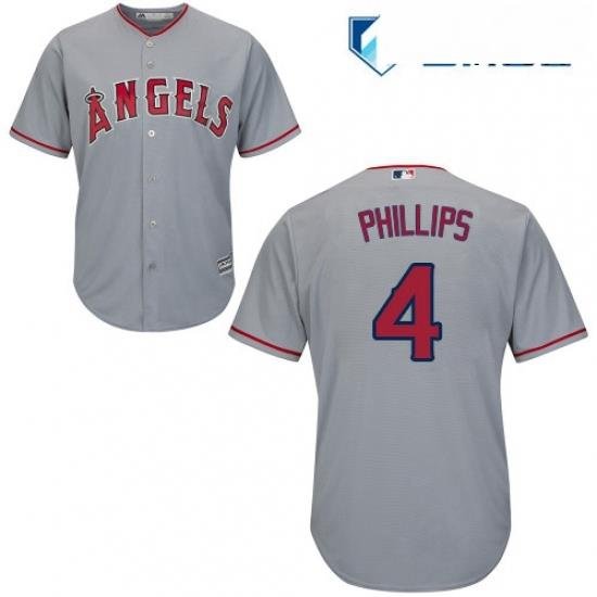 Mens Majestic Los Angeles Angels of Anaheim 4 Brandon Phillips Replica Grey Road Cool Base MLB Jersey