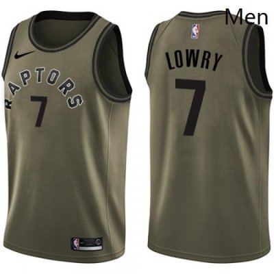 Mens Nike Toronto Raptors 7 Kyle Lowry Swingman Green Salute to Service NBA Jersey