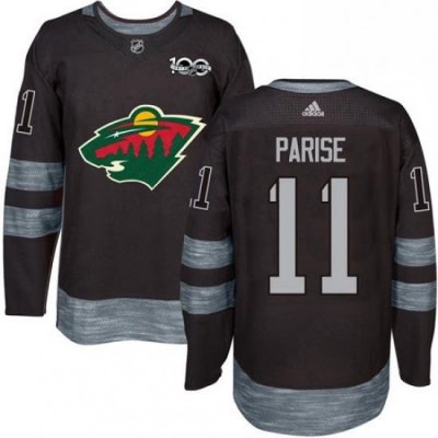 Mens Adidas Minnesota Wild 11 Zach Parise Premier Black 1917 2017 100th Anniversary NHL Jersey